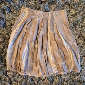 Brunello Cucinelli Gunex Cotton Balloon Mini Skirt Size 2 Taupe Stripe